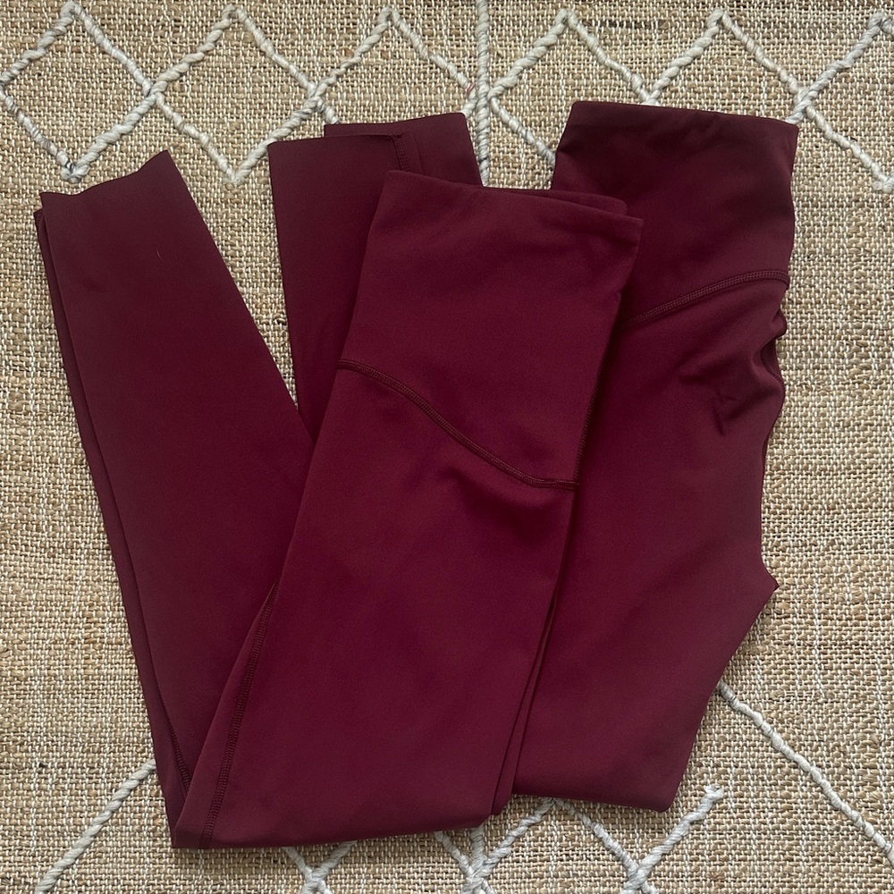 Spanx Booty Boost Full Length Leggings Burgundy Red Two Pairs Medium M